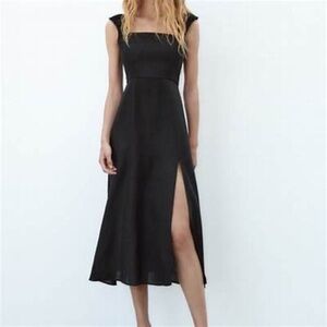 Black split dress